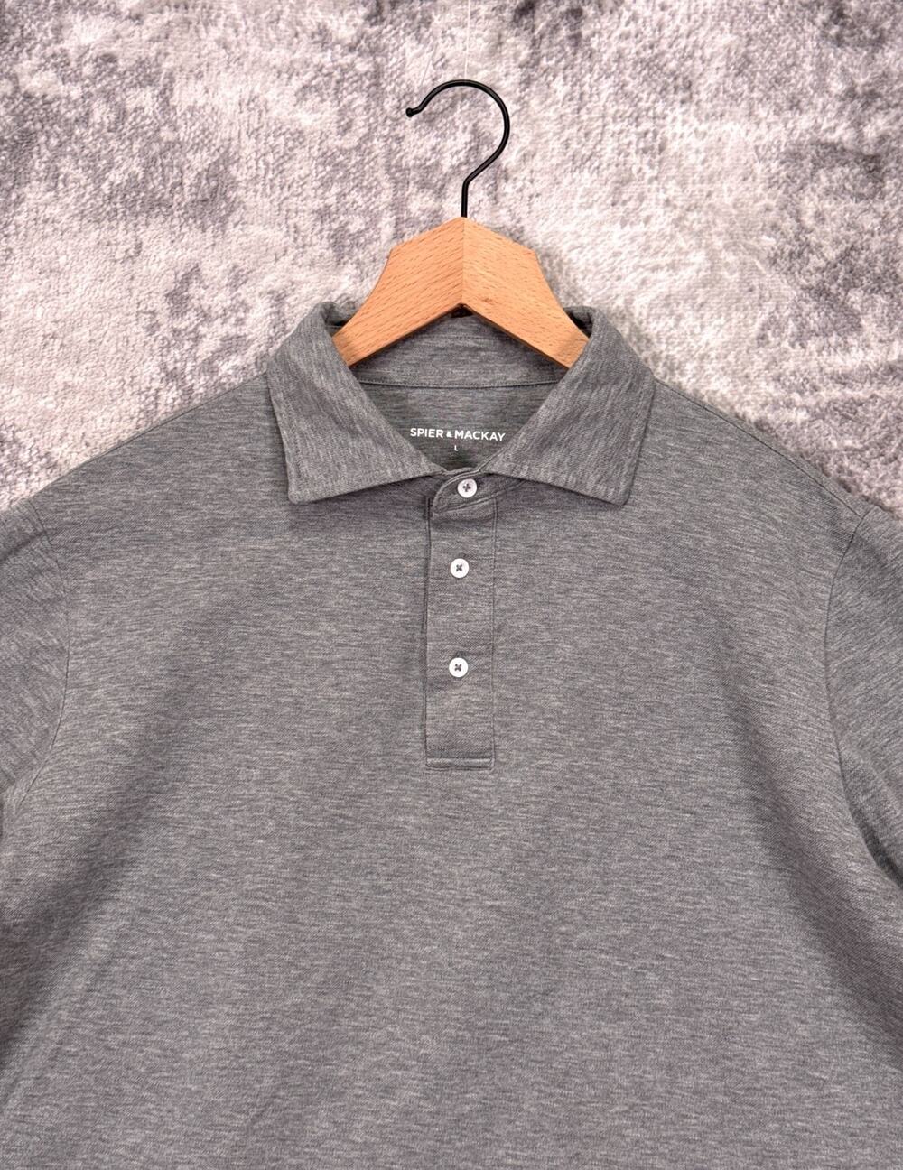 Spier & Mackay Polo Shirt Large Mens Gray Pique Cotton Short Sleeve